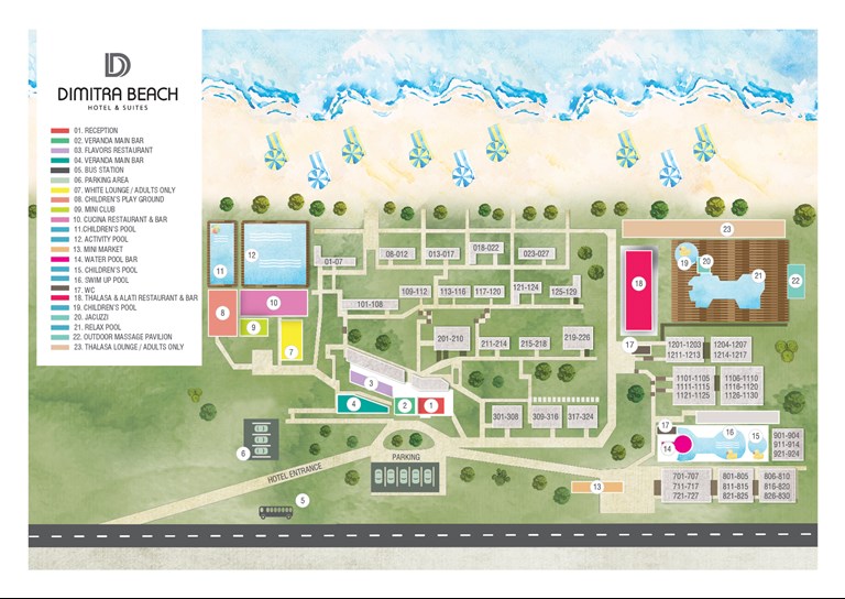 Dimitra Beach Hotel Map